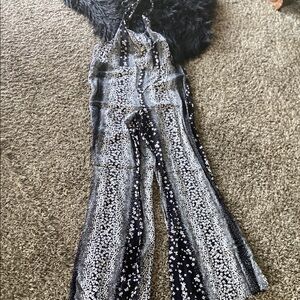 Olivaceous Black and White Floral Jumpsuit